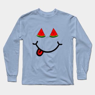 Watermelon & Smile (in the shape of a face) Long Sleeve T-Shirt